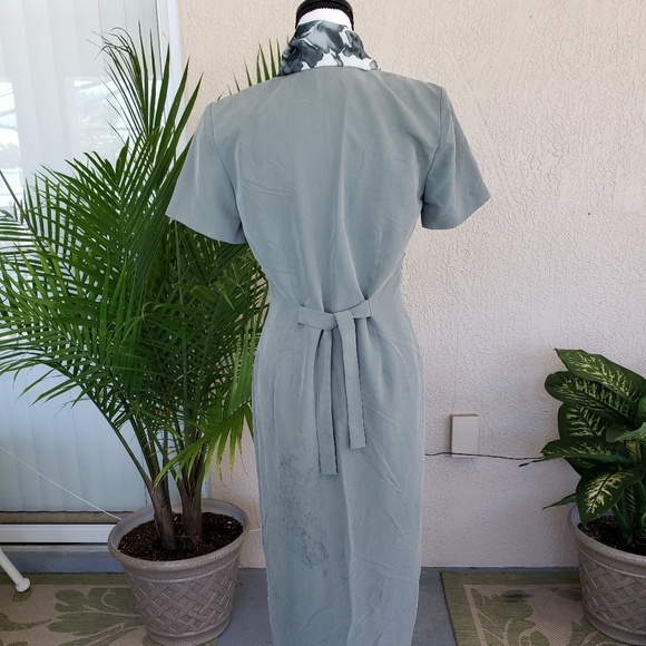 Sheri Martin NY Petite green dress with scarf - Picture 2 of 4